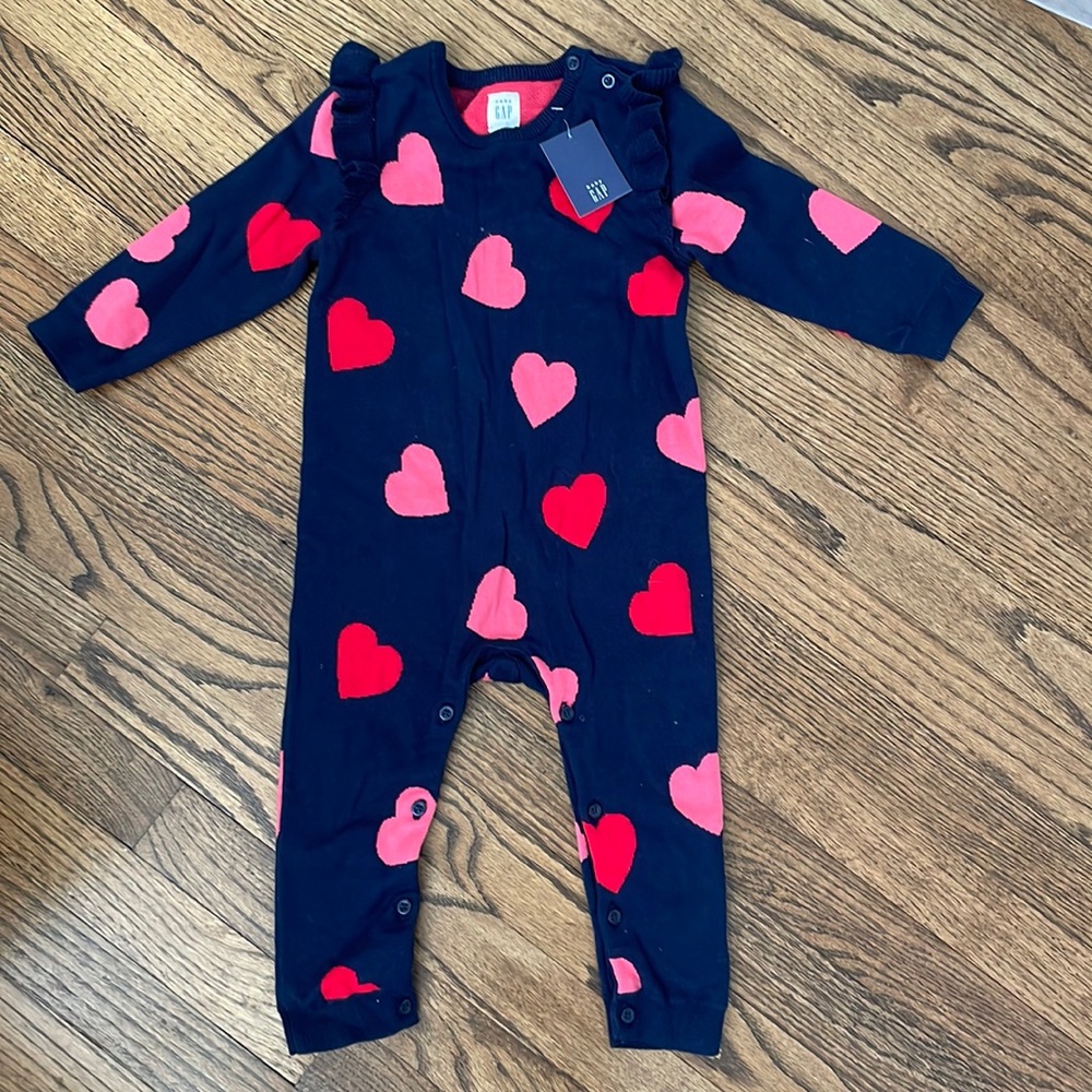 Toddler heart onesie with buttons